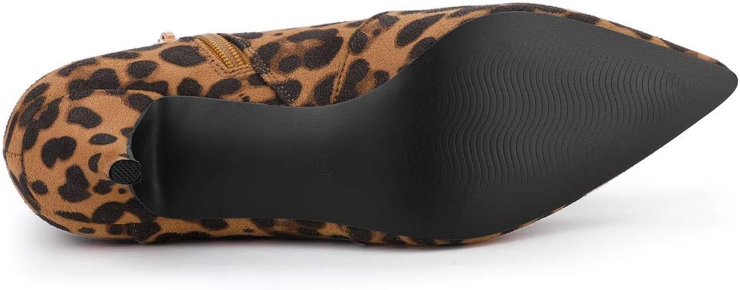 Allegra K Women's Pointed Toe Kitten Heel Cutout Ankle Boots