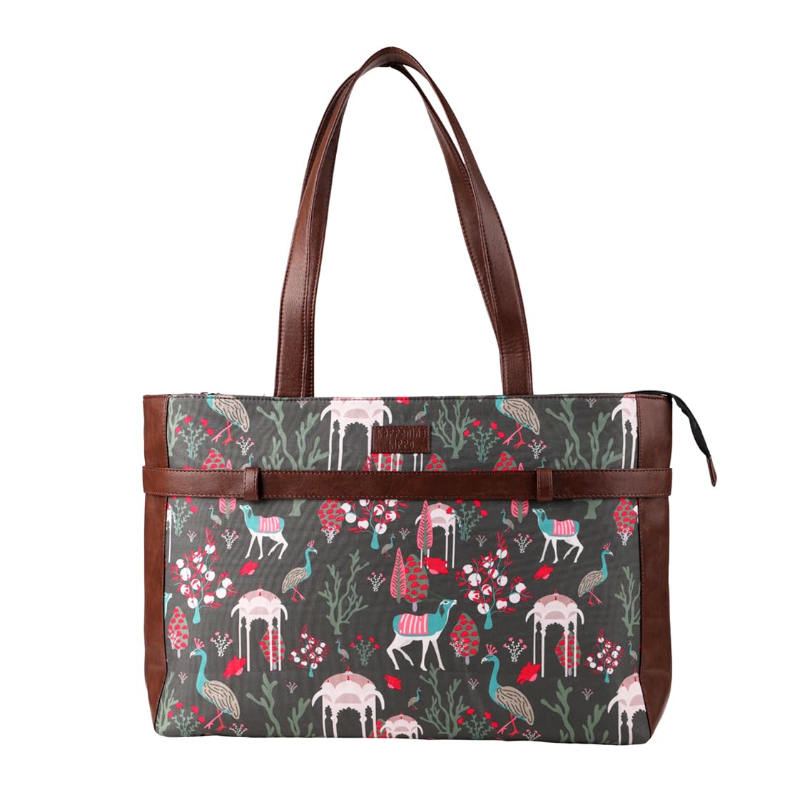 Happening Hippo Women's Office Bag | Handmade Bag with Vegan Leather | Multiple Compartments + Double Handles | Work & Travel | For 15.6 inch Laptop/MacBook