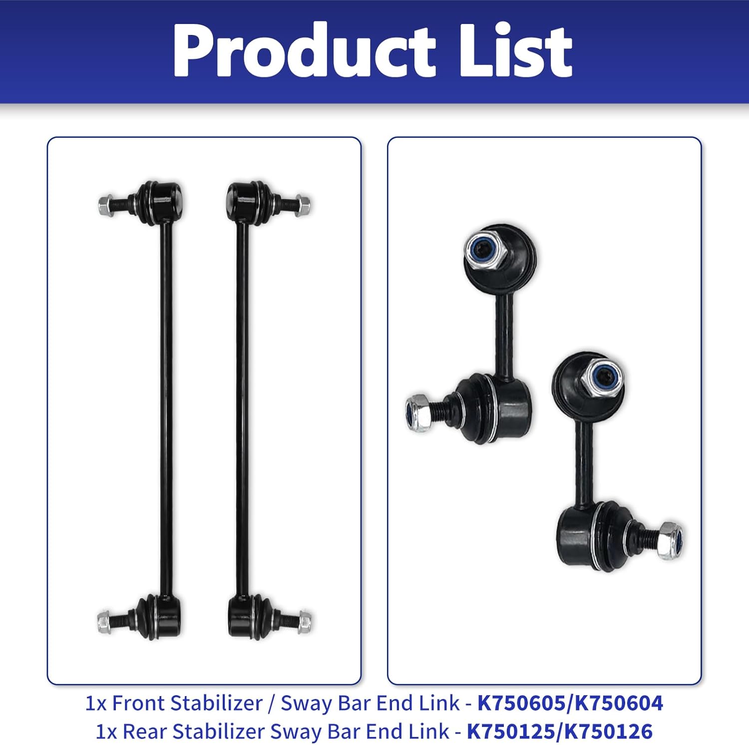 Sway Bar Links K750604 K750605 Replacement For Front Rear Stabilizer Sway Bar End Link Kits Compatible With 2013-2019 Acura ILX 2012-2015 Honda Civic - 4PCS K750125 K750126