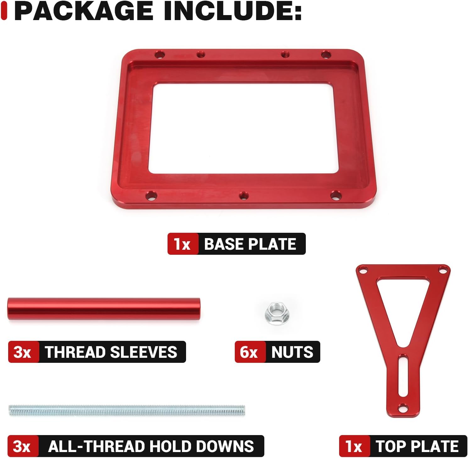 Battery Tray Hold Down Bracket Battery Relocation Kit Trunk for Optima Batteries 34 34R 34/78 D34 D34/78 34M D34M (red)