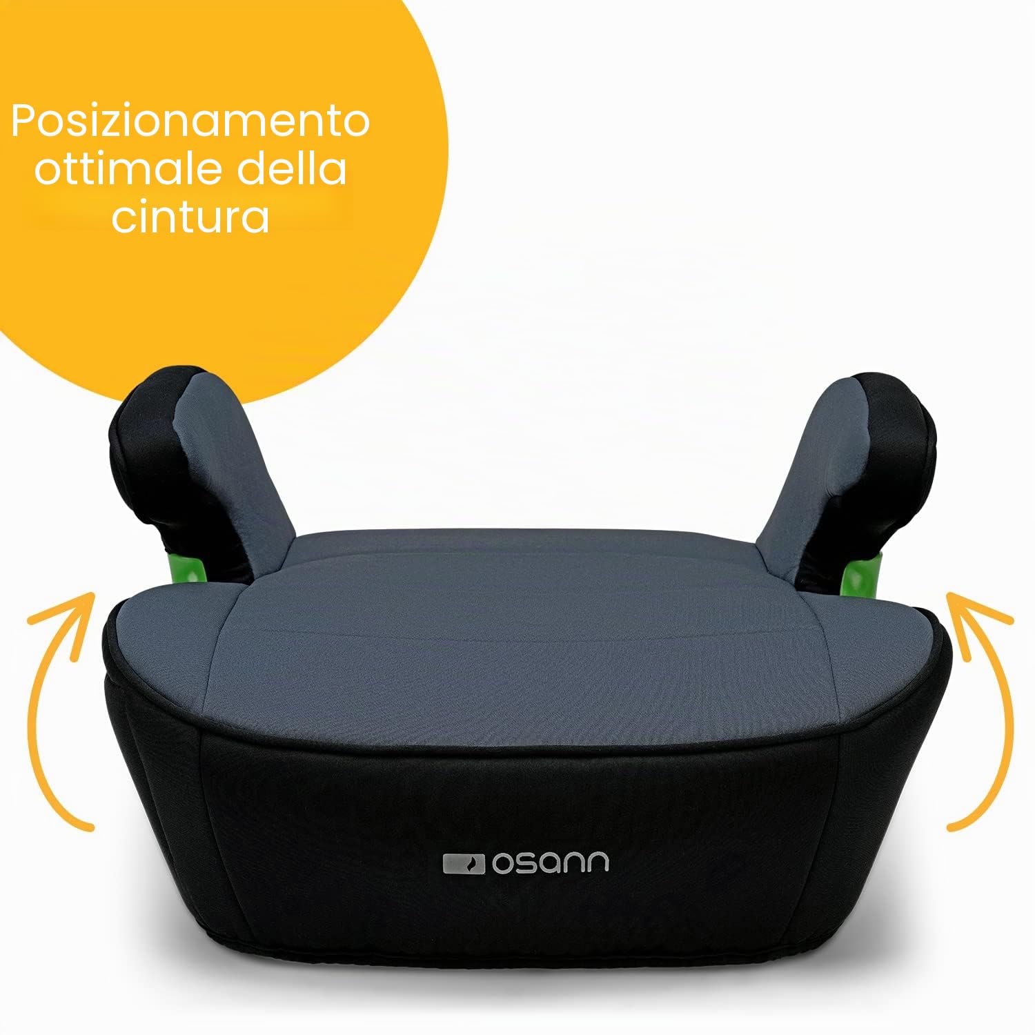 OSANN - Seggiolino auto Junior Isofix I-Size Child Booster - 126-150 cm - nero - Con o senza Isofix, cintura a 3 punti