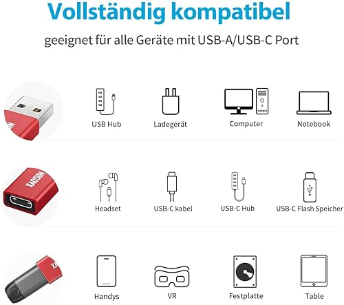 Vista 26 de XAOSUN [10 Gbps] Adaptador USB C hembra a USB macho (paquete de 2), adaptador 3.1 USB A a C, sincronización de datos SuperSpeed unilateral y carga