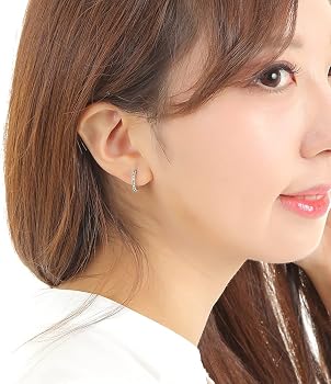 Amazon | [ハッピーグッツショップ] K10WG フープ ピアス エメラルド 