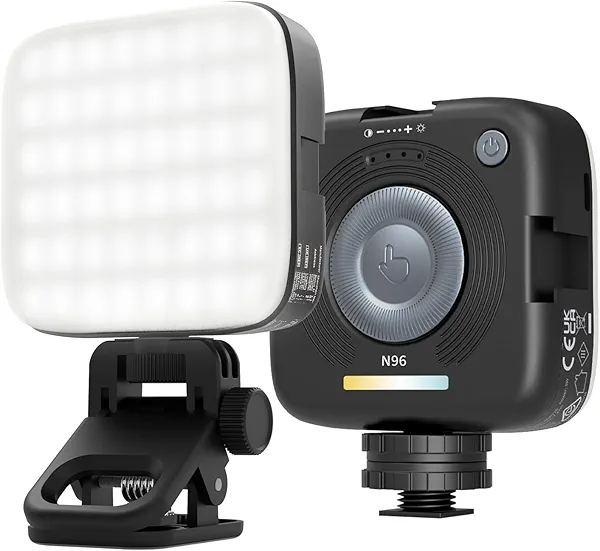 NEEWER Entry Level Version Magnetic LED Camera Light, 96 LEDs Bi Color Small Clip On Panel Light, 2000mAh 3000K-9000K CRI80+, 3 Cold Shoes 1/4" Thread for Tripod, Video Recording Selfie Lighting, N96