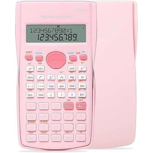 Pink Scientific Calculator, Cute 2-Line Math Calculator for Students, Algebra Geometry Calculator for Middle School, High School & College Supplies