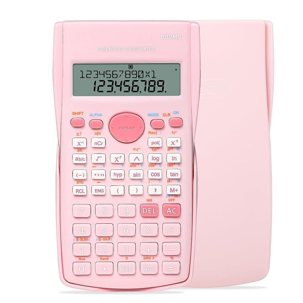 Niodel Pink Scientific Calculator, Cute 2-Line Math Calculator for Students, Algebra Geometry Calculator for Middle School, High School & College