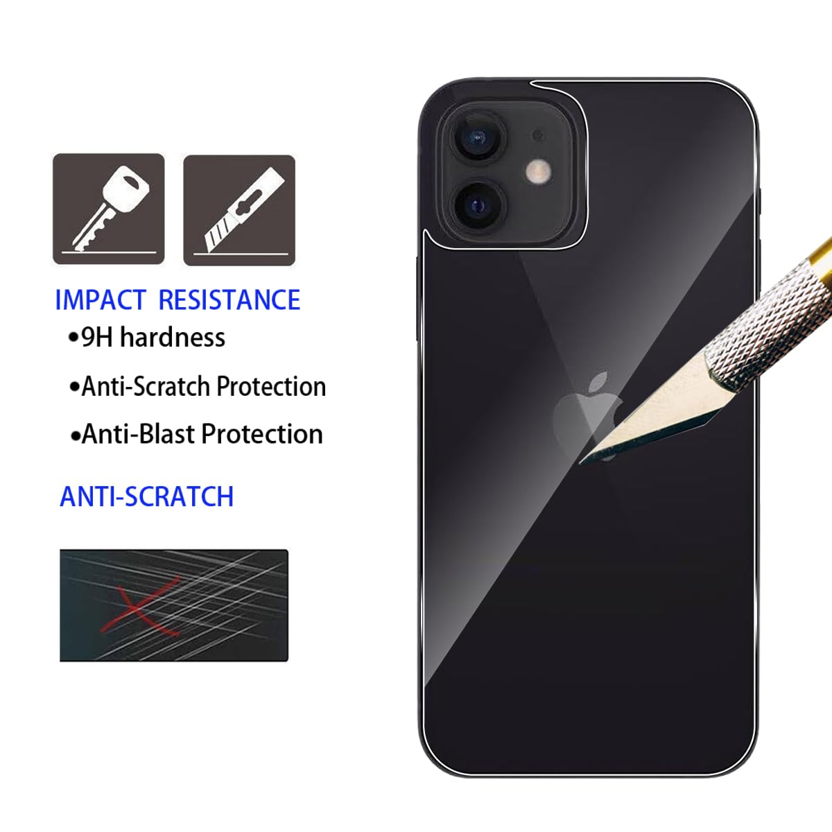 Kit Protection IPhone 12 - 2 Verres Trempés écran + 2 Protecteurs Caméra - 9H Anti-rayures, Anti-traces, Facile à Poser
