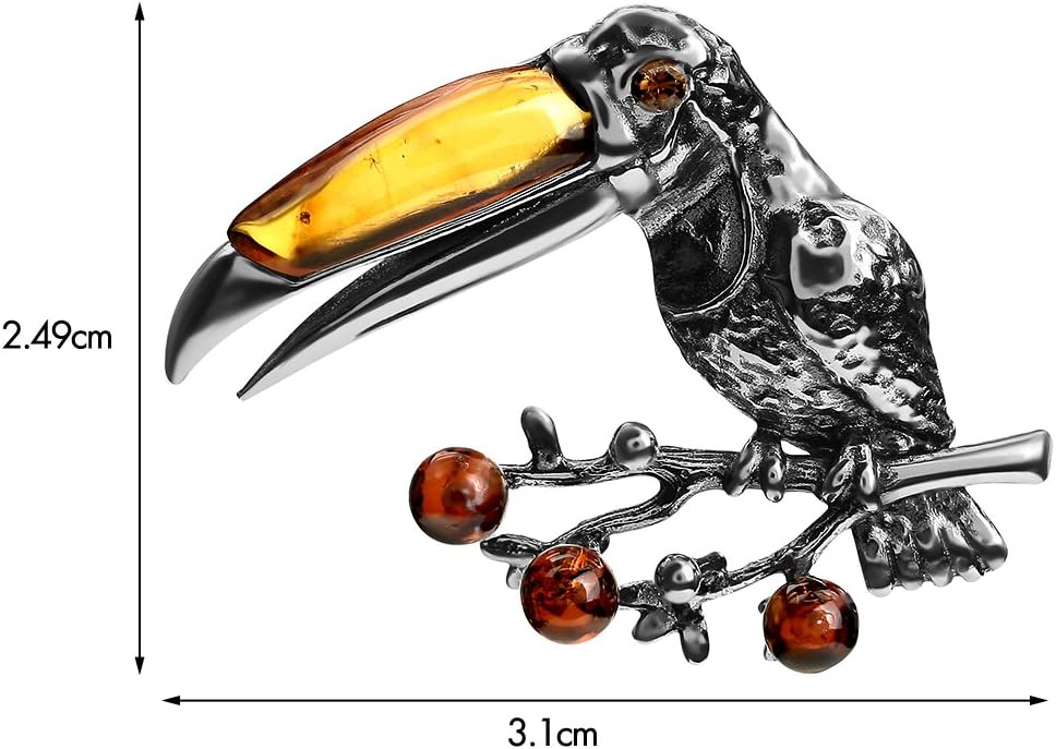 Ian and Valeri Co. Multicolor Amber Sterling Silver Toucan Bird Pendant