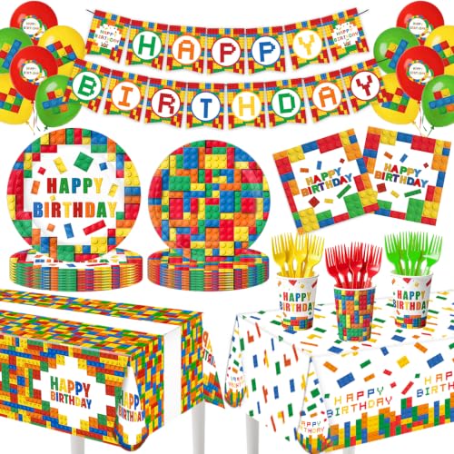 Building Block Birthday Party Supplies Set
