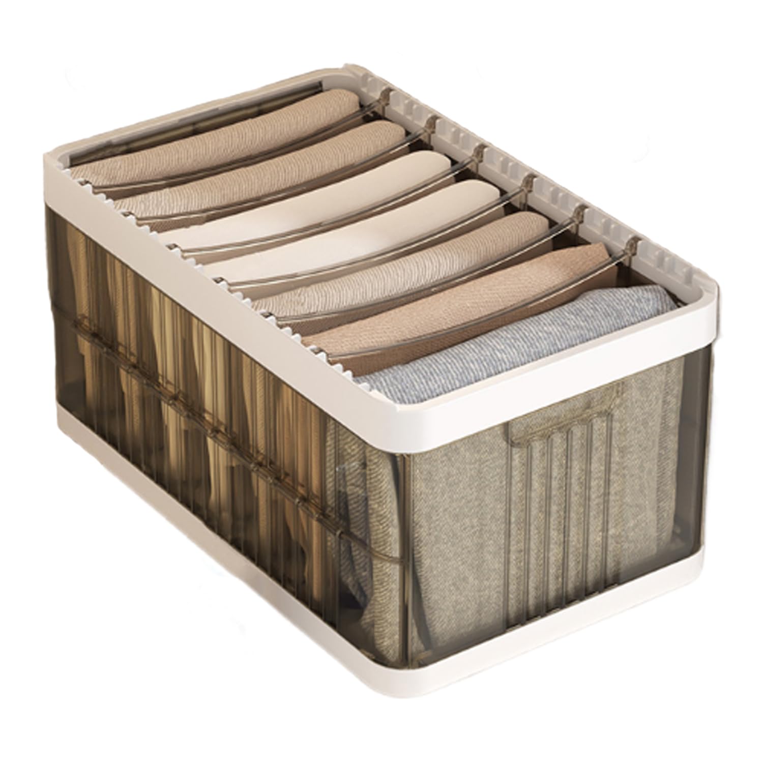 HYTTERClear Garment Storage Boxes, Cube Organizer in Closet, See Through Translucent Plastic Storage Box, Cupboard Clothes Organiser Box Drawers for Wardrobe (7 Grid No Lid)