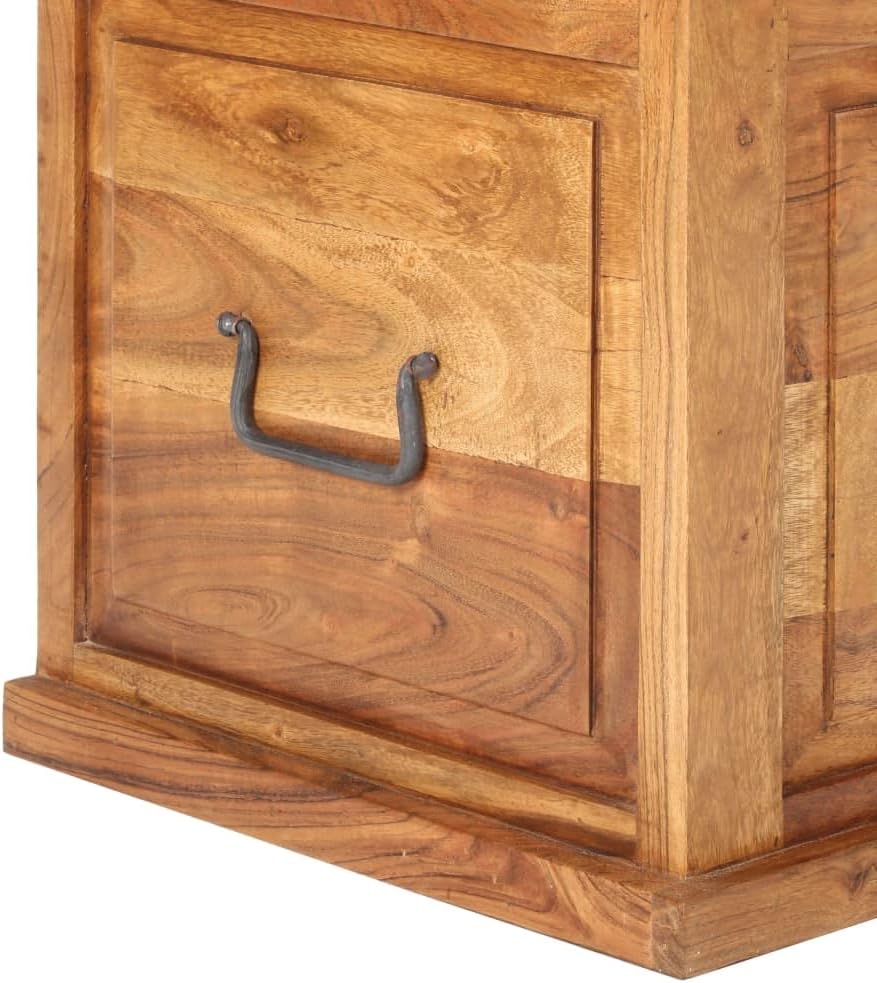 Solid Acacia Wood Square Storage Chest Small Trunk with Matte Handles for Bedroom Living Room Modern Minimalist Design