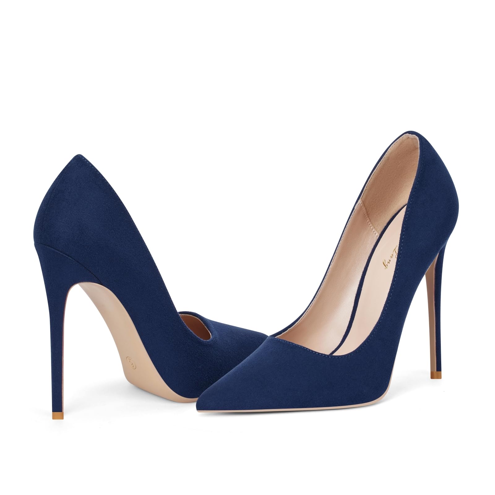 Zhabtuc Escarpins Femme Talons Aiguilles en Daim 12CM, Talons Hauts Élégant à Bout Pointu Chaussures Fermées à Talons Aiguilles pour Robe de Mariée et Fête Stiletto Pompes