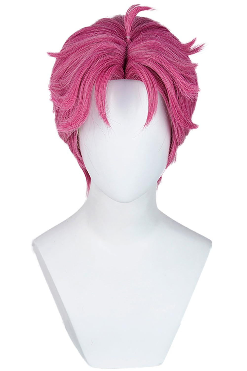 Mens Cosplay Wig Anime Short Straight Wig Synthetic Hair for Halloween Costume Outfits Accessory Party (Hot Pink, Short, Straight)