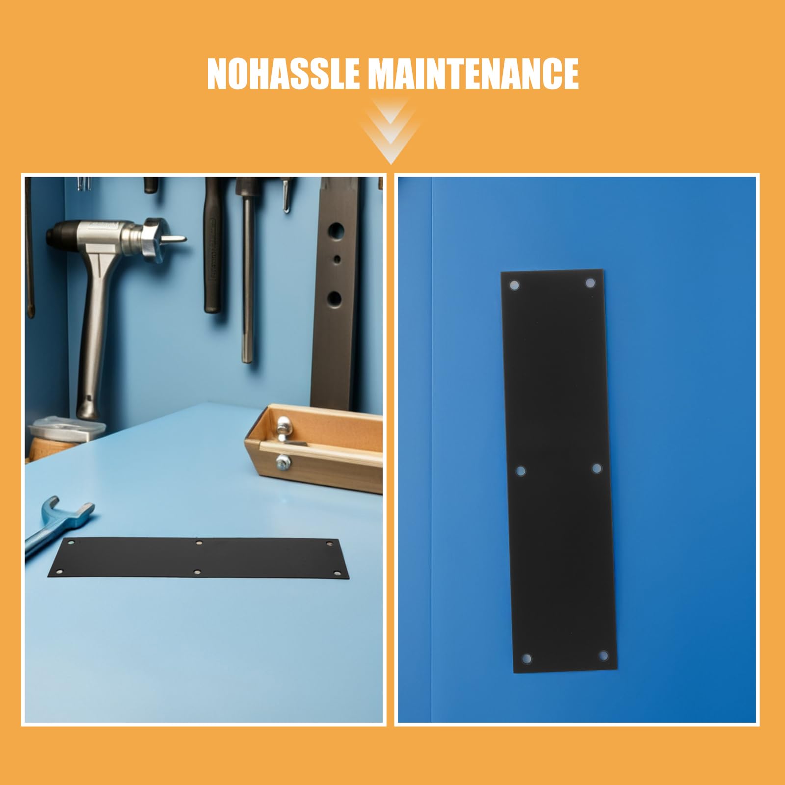 iplusmile Protector de Puerta de Acero Inoxidable 75 X 289 Mm, Placa Protectora Metálica Negra 2 Unidades, Resistente a Impactos y Arañazos, para Protección Inferior en Entradas de Hogar