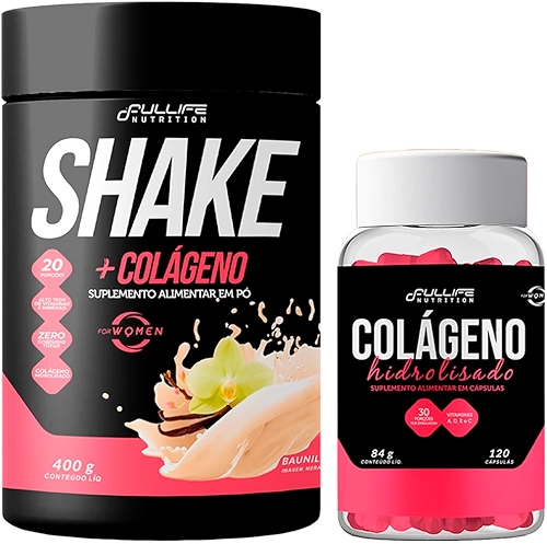 Kit Shake Substituto de Refeição 400g + Colágeno Hidrolisado Com Vitamina C 120 Capsulas (Baunilha)