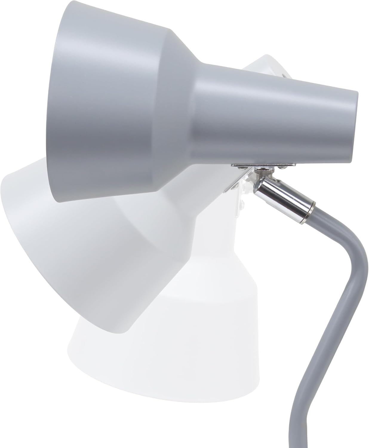 Simple Designs LD1072-GRY 15.2" Sleek Essentials Metal Cone Shade Desk Lamp with Adjustable Shade and Dual USB Ports, for Office, Desk, Nightstand, Dorm, Gray