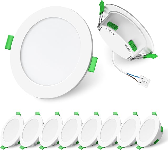 ALUSSO LED Einbaustrahler 230V 3CCT Dimmbar, 4W/6W/8W Weiß Spots 10er Set | 3WT Ultra Flach 68mm Deckenspots, 3000K/4000K/6500K Einbauspots, IP44 für Zimmer, Badezimmer, Küche, Dachvorsprung