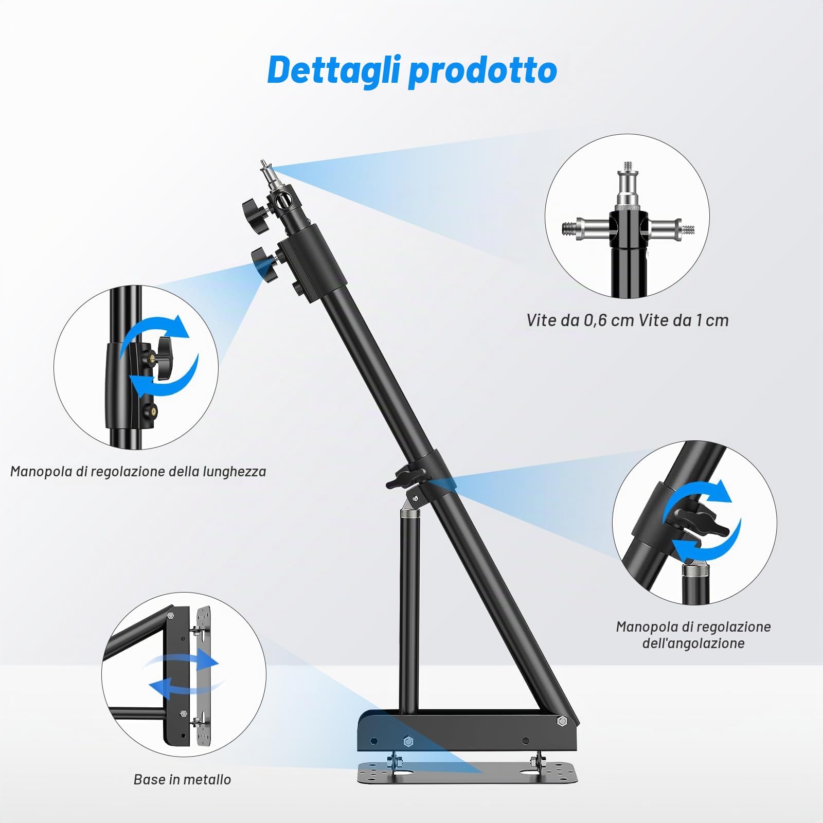 Soonpho Braccio di montaggio a parete Braccio di montaggio a parete con base a triangolo per la fotografia Studio Video Luce Monolight Softbox Riflettore,lunghezza massima 53,1 pollici/135cm (Nero)