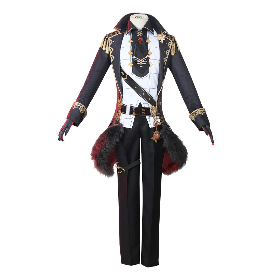 HYZH Genshin Impact Cosplay Costume, Diluc Cosplay Outfit Cartoon Game Uniform for Halloween Christmas Role Play Party Dress Up Set