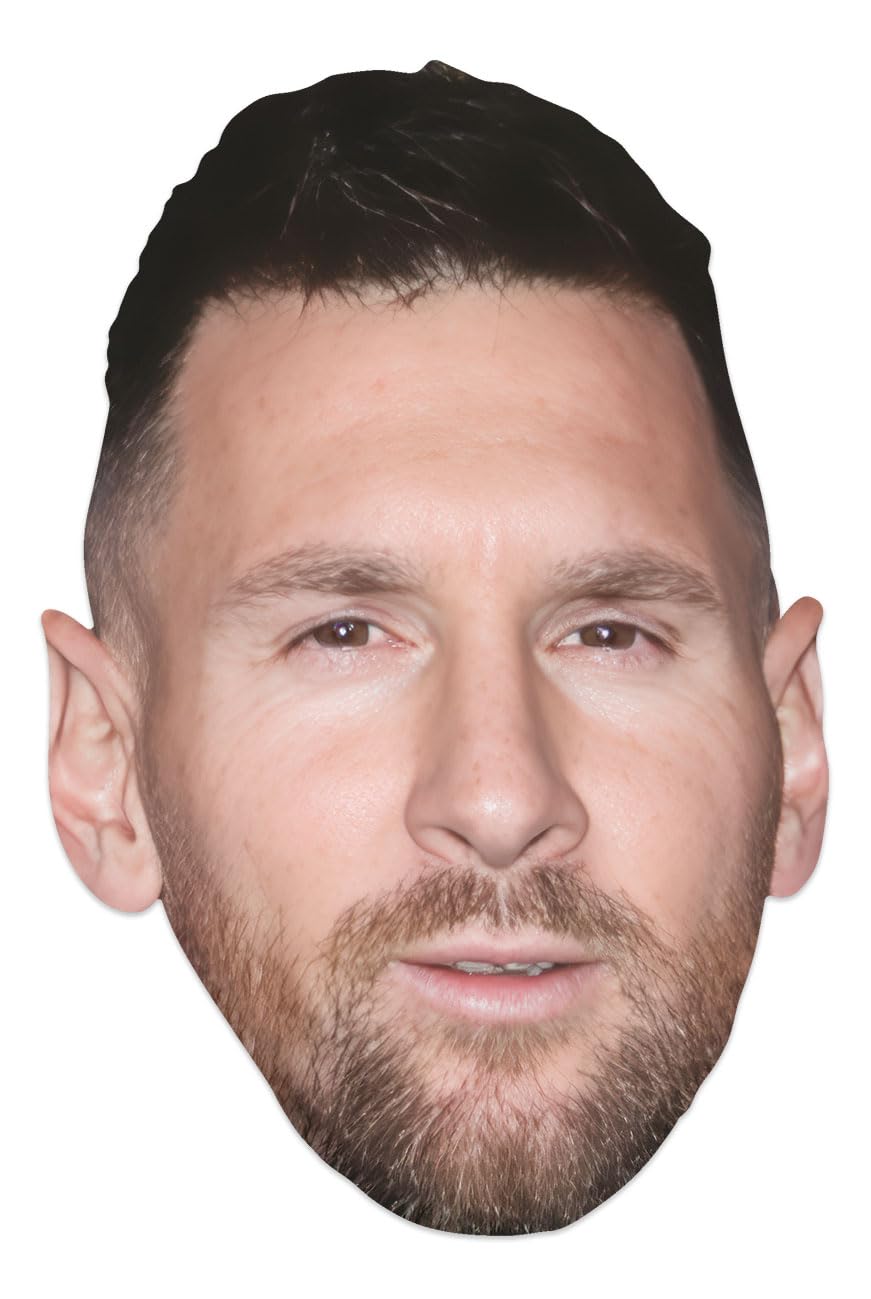 Star Cutouts CM284 Lionel Messi Beard Cardboard Face Mask – Football Legend Fan Mask for Parties & Celebrations
