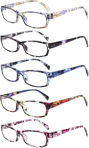 VIDEBLA Paquete de 5 lentes de lectura para computadora para hombres y mujeres, antifatiga ocular, lentes de bloqueo de luz azul para leer (5