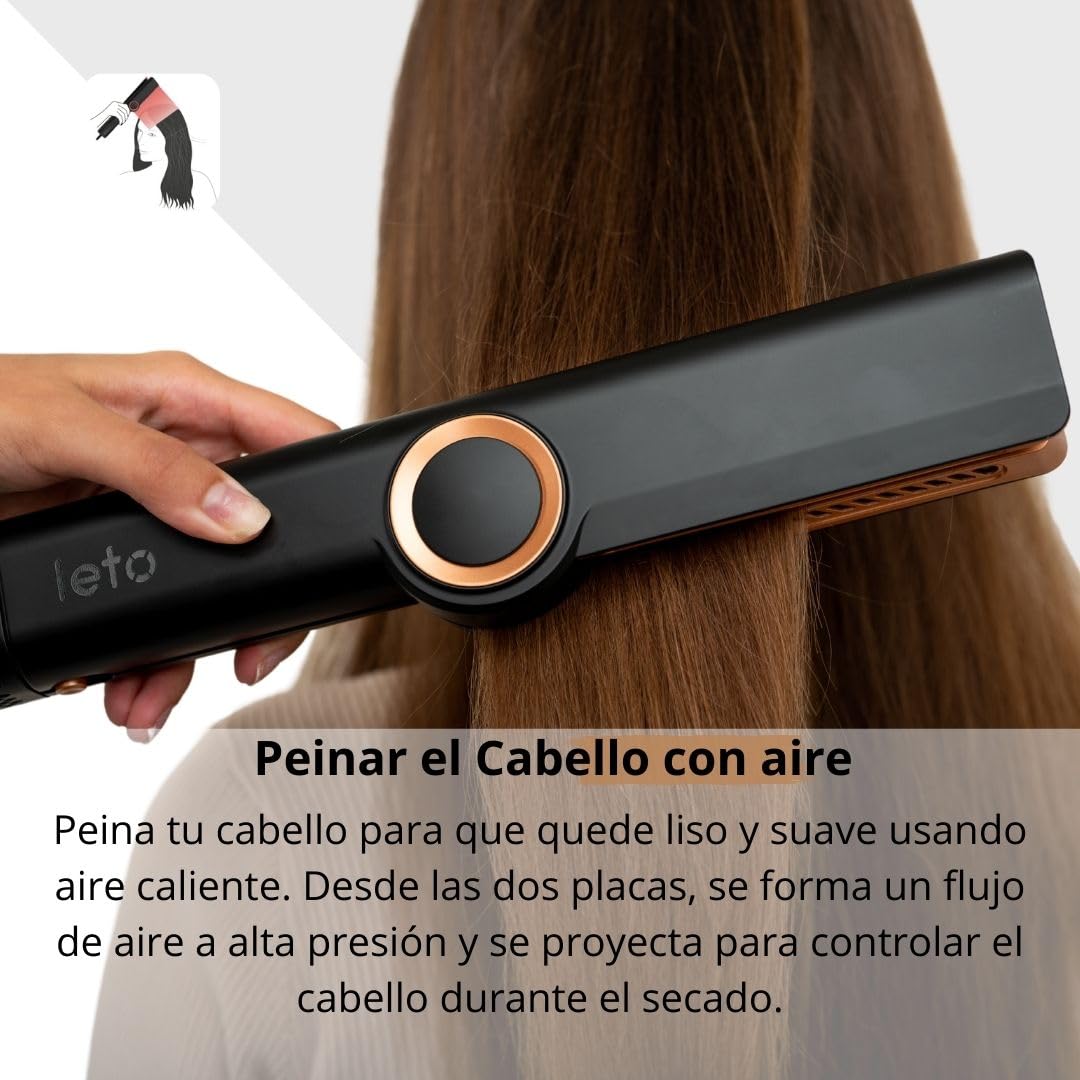 Leto Hairstrait 2-en-1 plancha de pelo profesional y Secador – Estilizado con Aire, Sin Daños por Calor, Control de Frizz, de Mojado a Seco