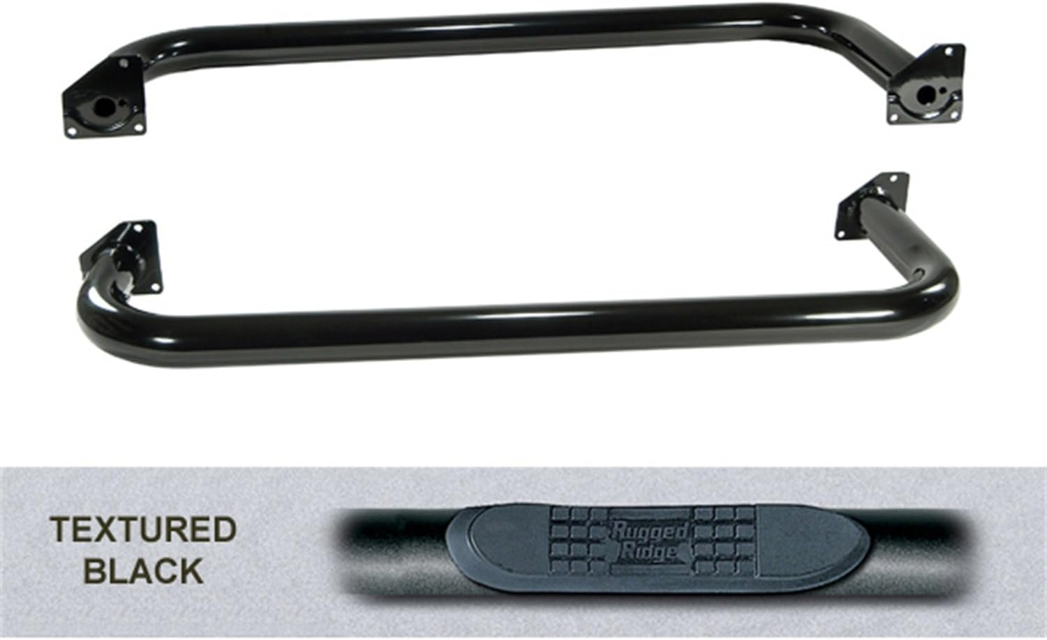 Rugged Ridge 11591.03 Tube Side Step Kit, Round, 3 Inch, Black; 87-95 Jeep Wrangler YJ