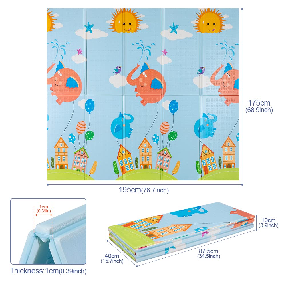 Tappeto Puzzle Per Bambini In Schiuma XPE - 195x175 Cm, Reversibile, Impermeabile E Antiscivolo - Per Gattonamento E Gioco - Foto 6