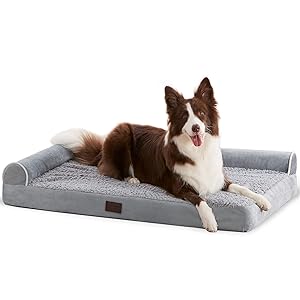 WESTERN HOME Orthopedic Dog Beds Big Large Sized Dog, Pet Sofa Bed with Removable Washable Cover, Egg Foam Support, Bolster Cushion for Comfortable Sleep, Waterproof Lining and Non-Slip Bottom