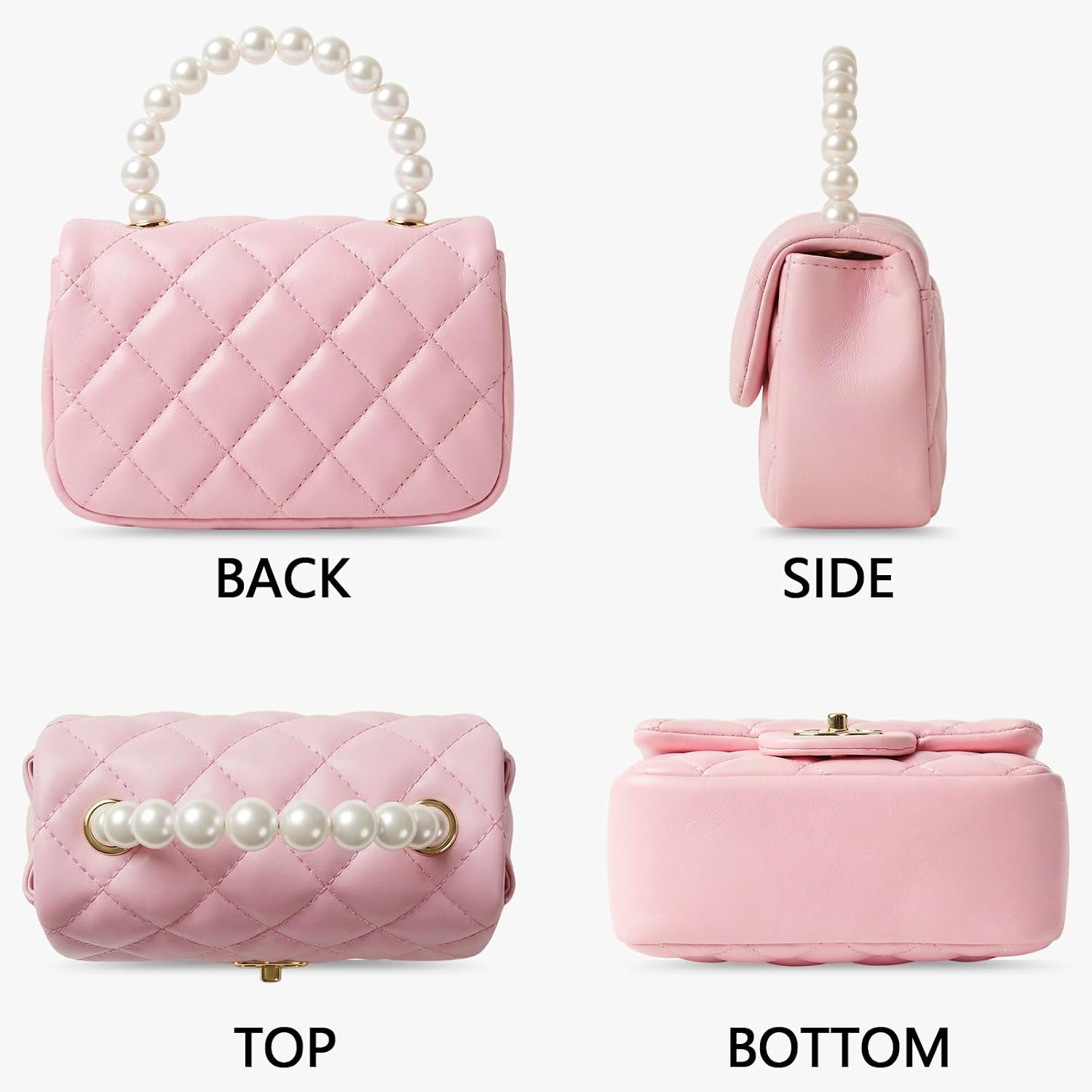 Handbag for Girl Kids Purse Princess Pearl Handle Crossbody Bag Girls Shoulder Bag with Heart Lock Fits Phone | Heart Lock
