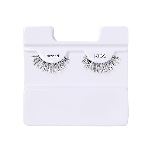 Miniatura 8 de KISS, Pestañas postizas, 'Blessed', 0.472 in, incluye 1 par de pestañas, fáciles de aplicar, racimos de pestañas reutilizables