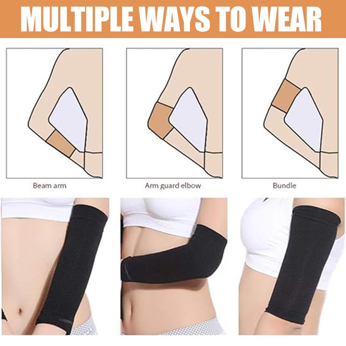 Manchon de Compression pour Bras Supérieur, Attelle Réglable pour Tendinite du Biceps et Coude, Couverture de Protection de coude Respirante Protecteur de coude en Gel pour Peau sèche