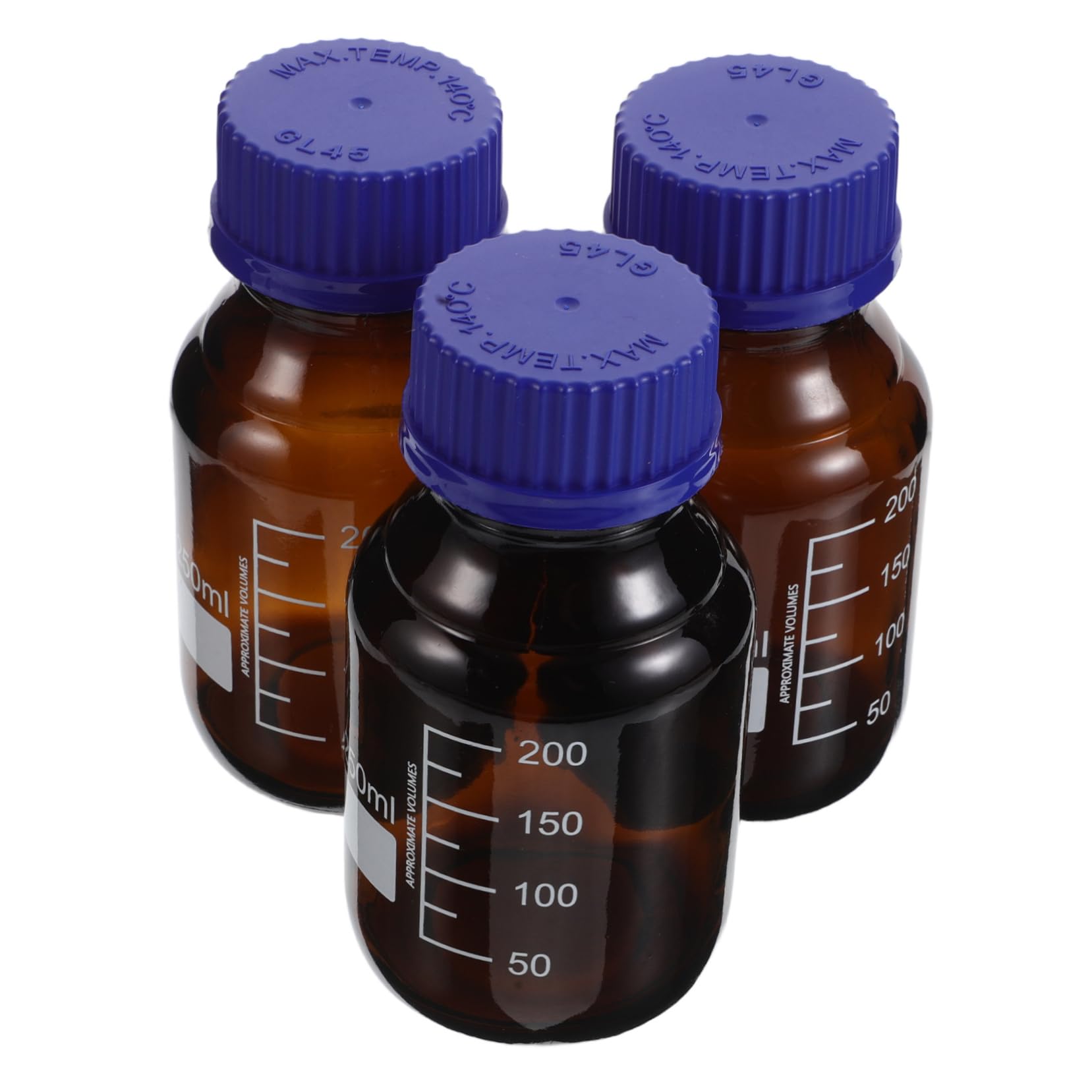 Ciieeo 3pezzi Bottiglia in Vetro Per Reagenti Da Laboratorio Con Graduazioni e Tappo Ermetico Blocca Raggi Ultravioletti Per Conservazione Liquidi e Campioni Chimici
