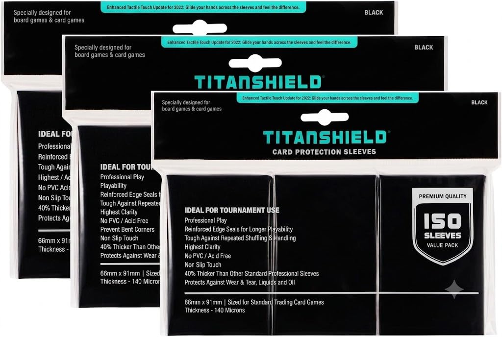TitanShield Premium Card Sleeves, Black, Standard, Triple Pack.