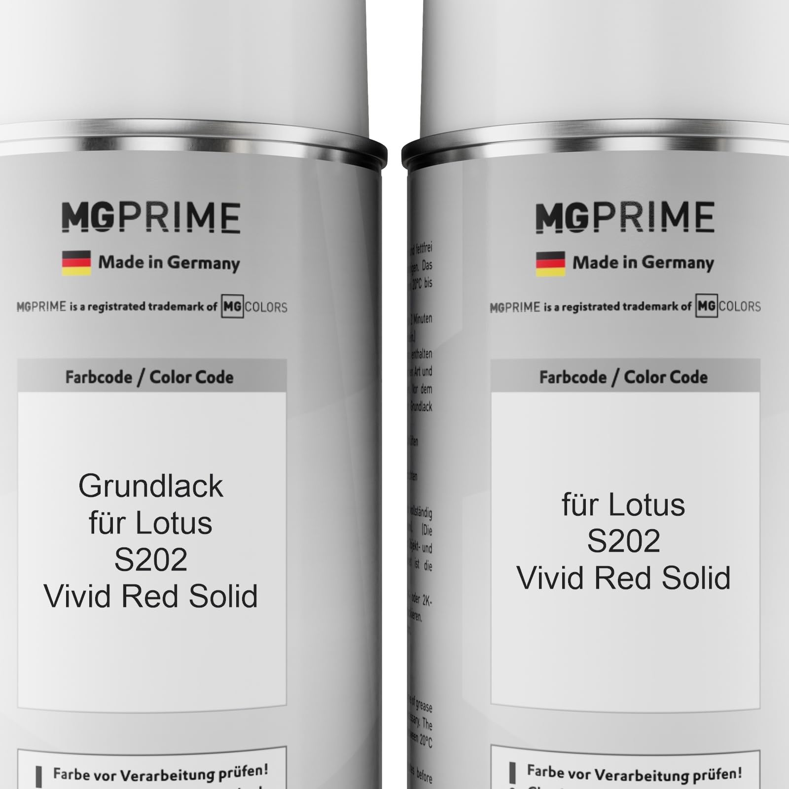 MG PRIME Bombolette di Vernice per auto per Lotus S202 Vivid Red Solid +2K | Kit vernice di fondo + base + trasparente 2K, bombolette spray 400ml