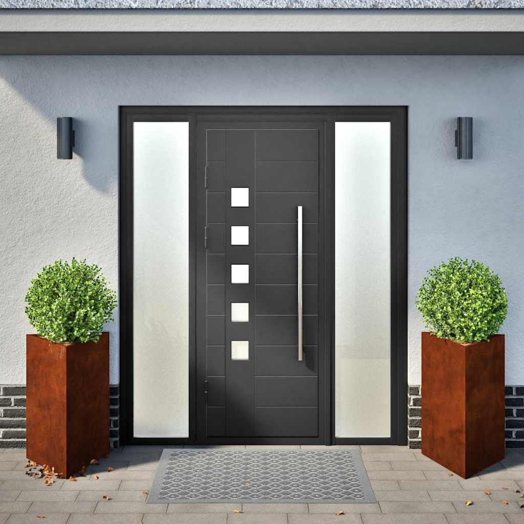Macetero triangular de acero resistente a la intemperie, 2 unidades, 50 x 43 x 75 cm, para jardín, balcón y terraza