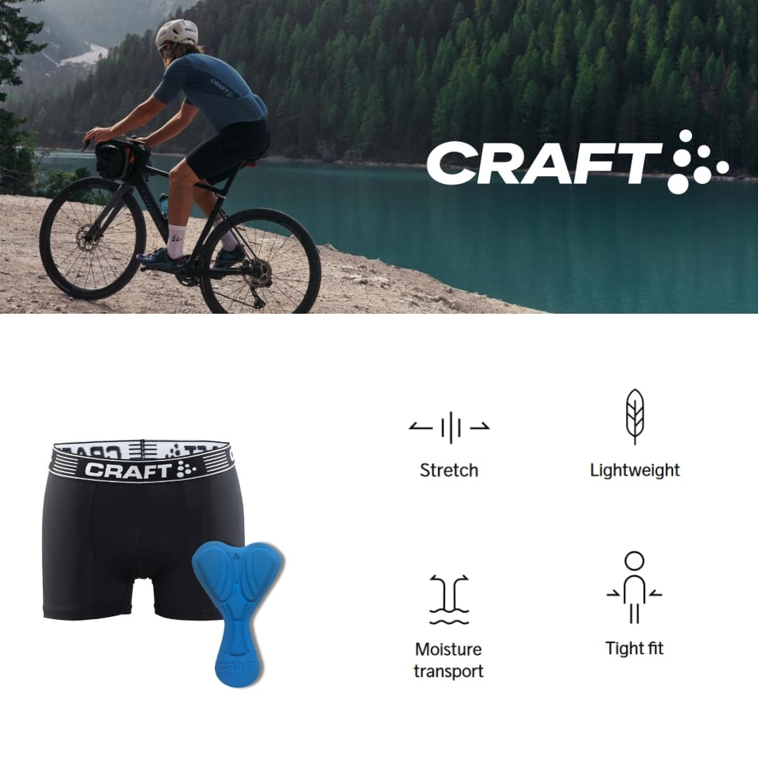 Craft Męskie bokserki rowerowe Core Greatness, rozmiar L, bokserki rowerowe, męskie spodenki rowerowe, wyściełane wkładką Infinity C6, bielizna funkcyjna, męska na lekkie wycieczki rowerowe