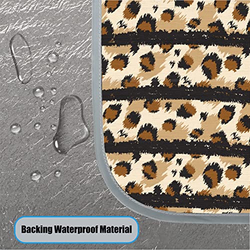 Bardic Cobertor de piquenique tapete de praia listrado estampa de leopardo, suporte impermeável dobr