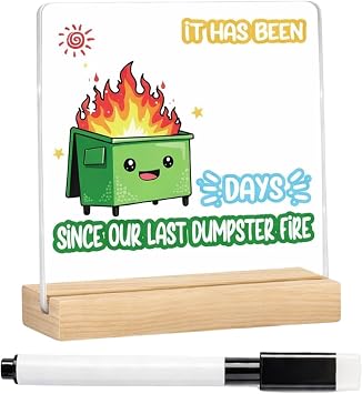 Dumpster Fire Desk Accessories, Funny Office Decor, Acrylic Desk Ornament for Work Environment, Desktop Decoration for Home and Office