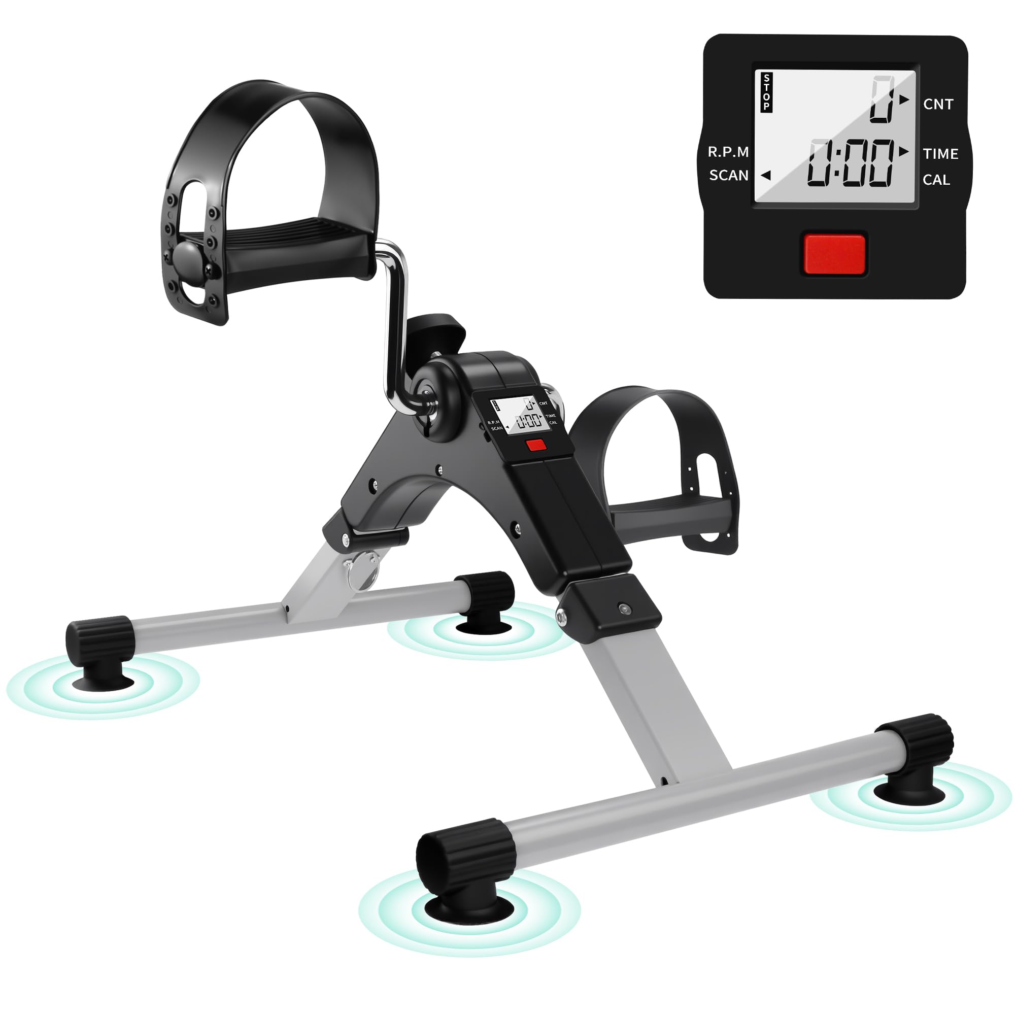 Folding Pedal Exerciser, Mini Exercise Bike Under Desk Bike Foot Pedal Exerciser-image-21