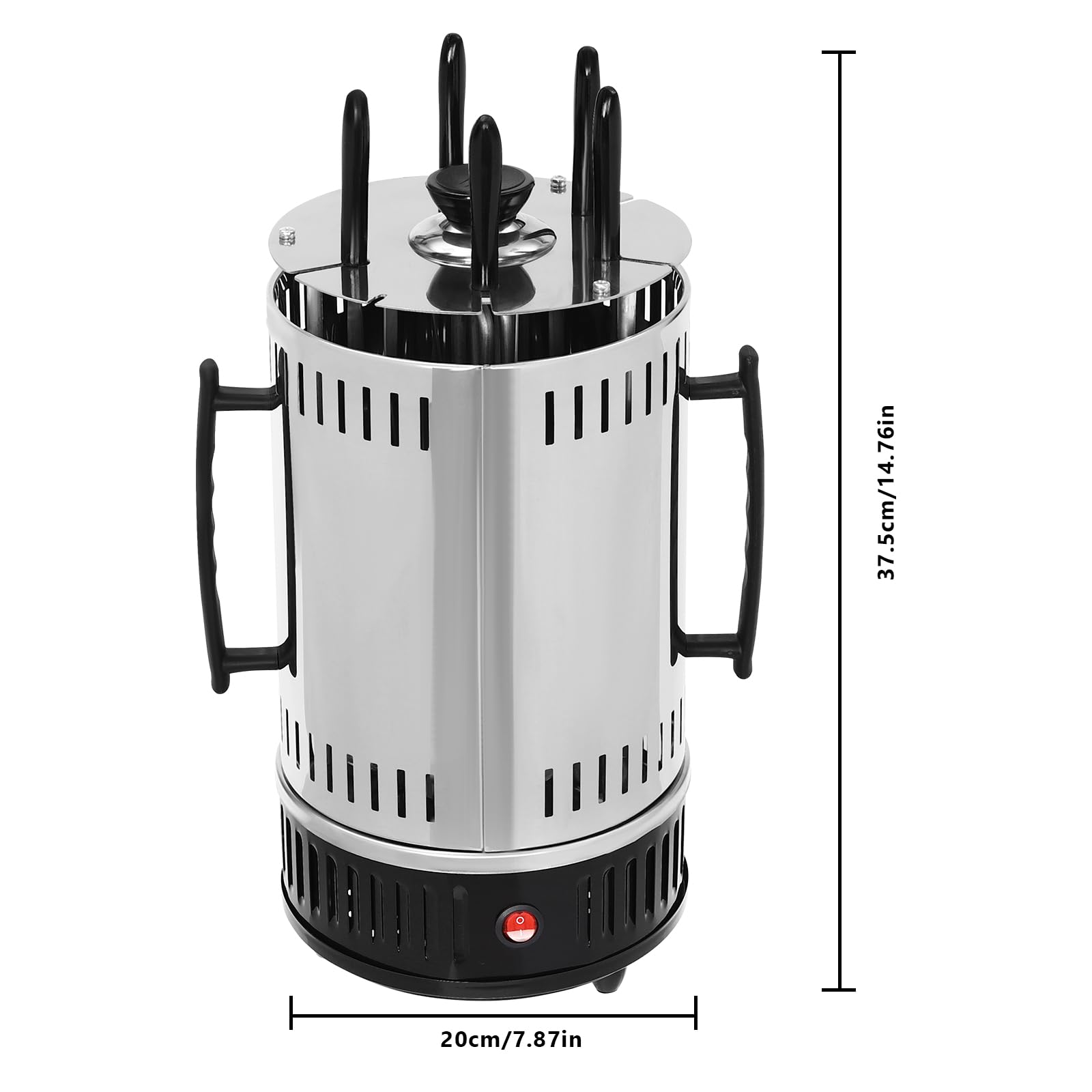 Vertikaler Elektrogrill - 1000W Vertikaler Rotisserie-Grill, Elektrische Drehgrillmaschine, Max. Heiztemperatur 400-500℃, Vertikalgrill für BBQ, Spieße, Rotisserie (SW-5)