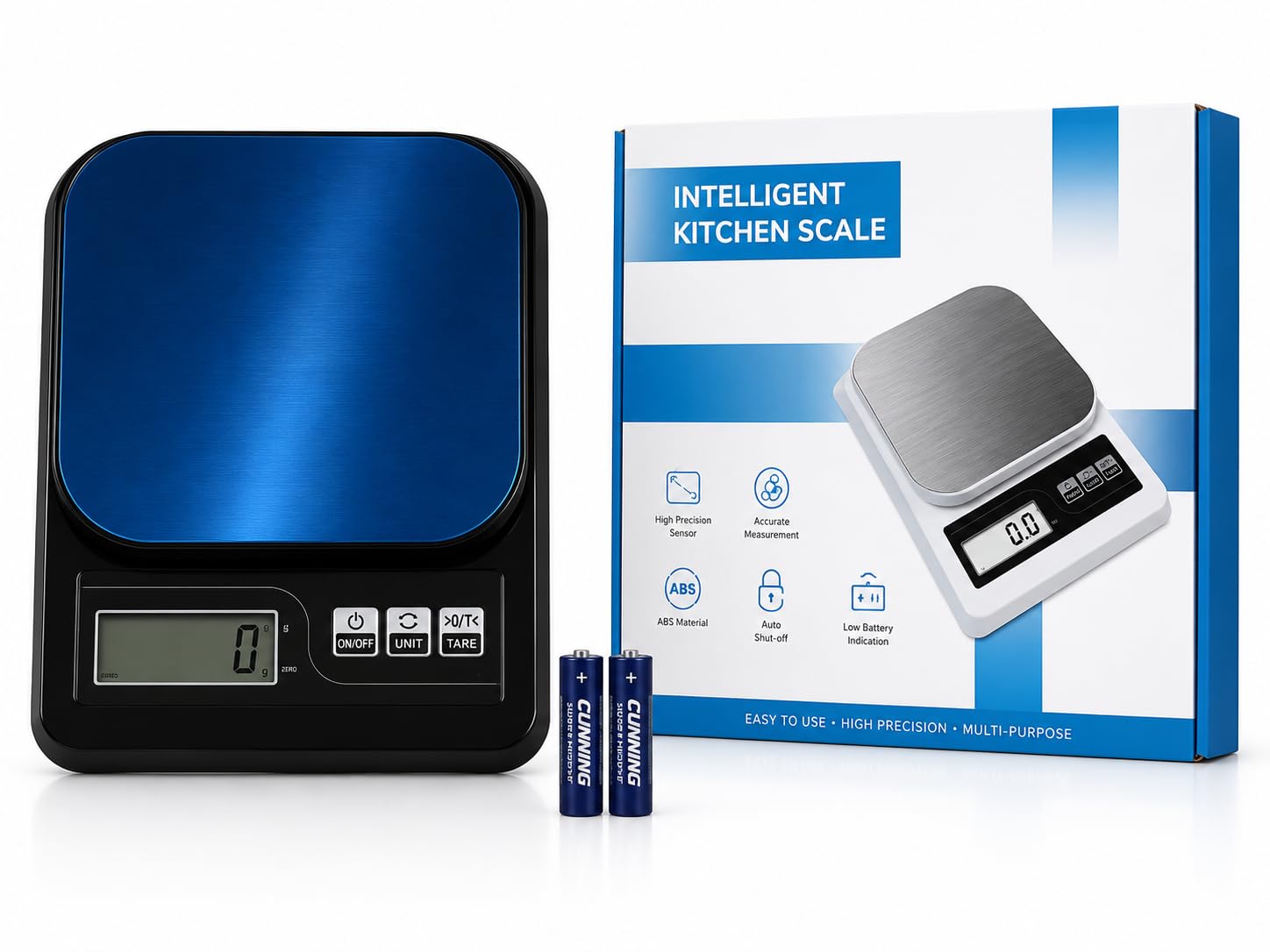 digital kitchen weighing scale 7kg x 1g electronic food scale with stainless steel platform, lcd display, tare function, gram & ounce units for cooking, baking, meal prep & home use