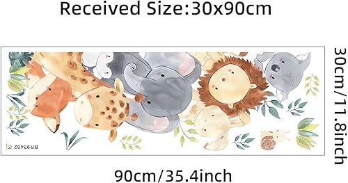 Miniatura 6 de Calcomanías de pared de animales de selva de acuarela, calcomanías de pared de animales del bosque de sacinora Elefante, jirafa, búho, vinilo