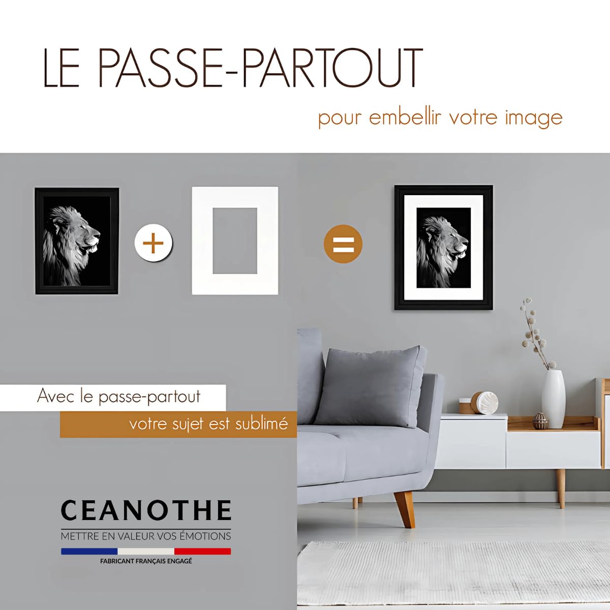 Brio CEANOTHE Passe-partout blanc cassé 30x40 cm ouverture 18x24 cm, Sublimez vos Photos et Cadres Photos, Marie Louise et Pêle-mêle Fabriqué en France
