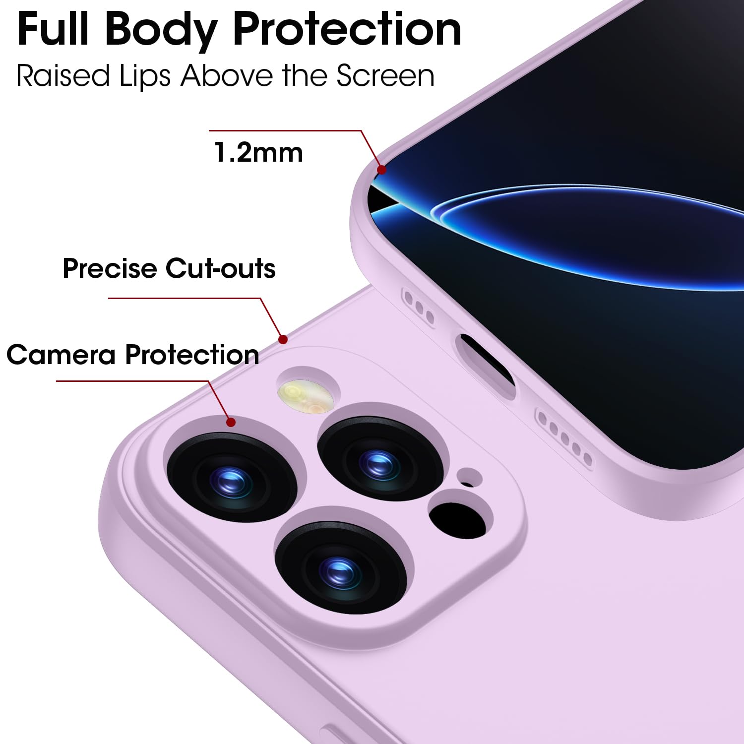 KPPIT for iPhone 16 Pro Max case silicone,for iPhone 16 Pro Max Phone case shockproof 6.9",Full camera coverage Military-Grade Protection 360°,With hand strap slim Case-Grass Purple - Image 2