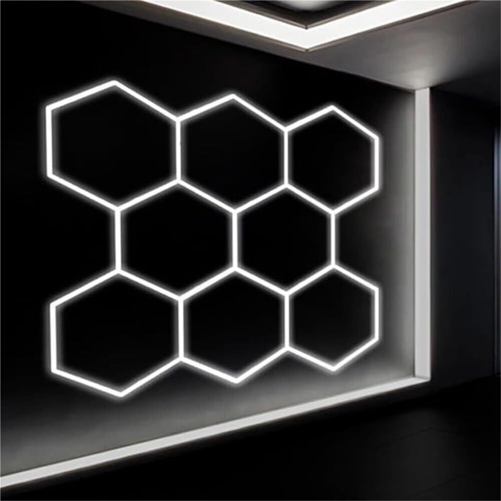 Éclairage De Garage LED Hexagonal, Plafonnier LED Nid D'abeille,Lampe De Garage Hexagonale,1 À 8 Trous Au Choix, Adaptés Aux Garages, Lave-Autos, Salles De Fitness Ou Centres Commerciaux,etc-8 holes(8