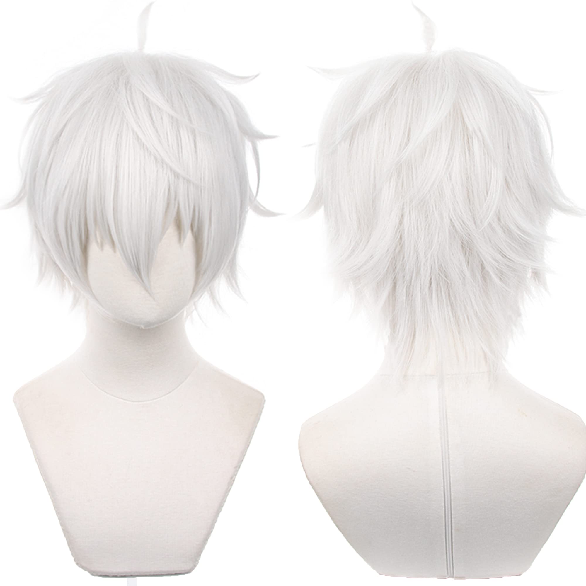 maysuwellAnime Cosplay wig Cos Wigs White Heat Resistant Synthetic Hair For Man Women Halloween Party with Cap