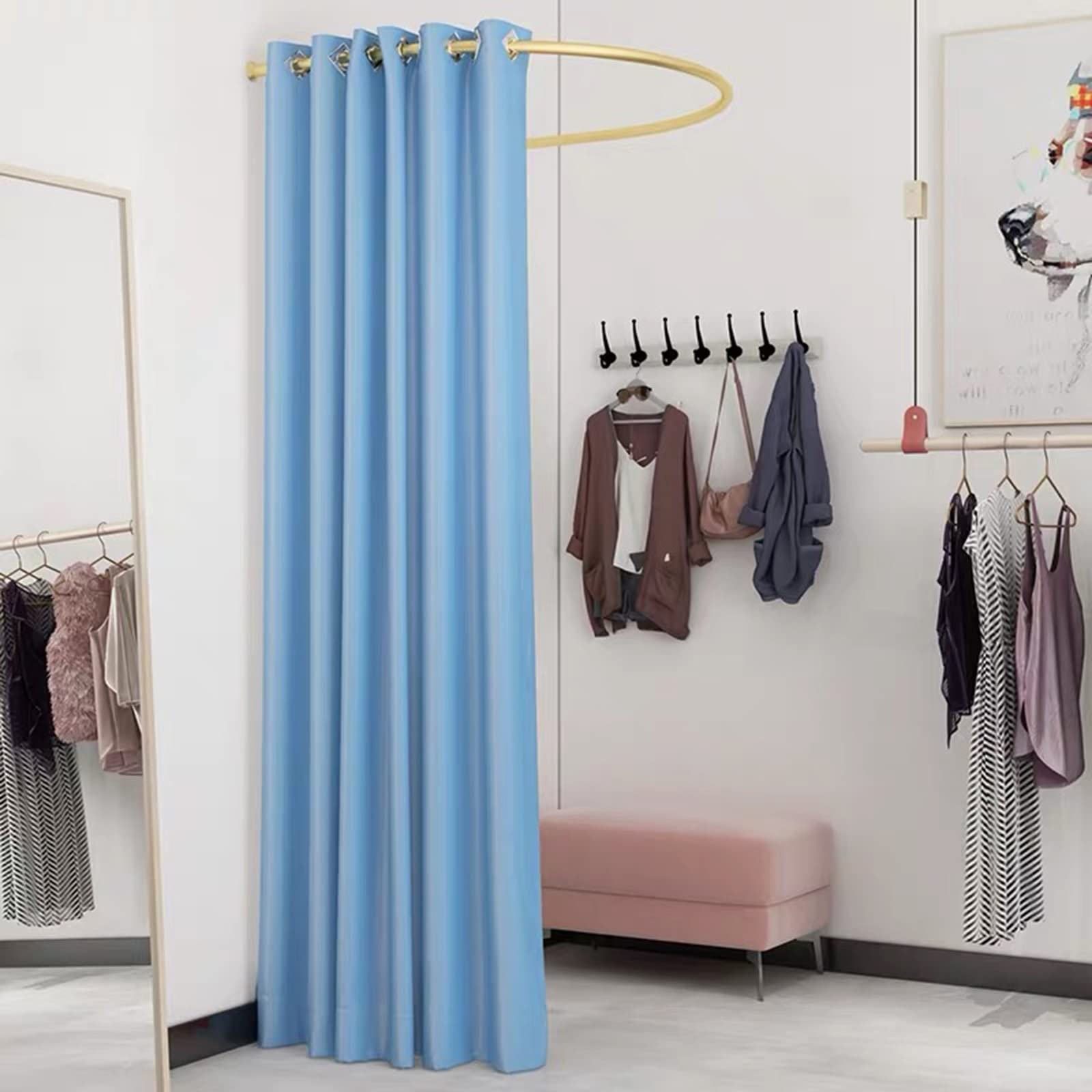 Vestiaire en U protection de la vie privée rideau opaque