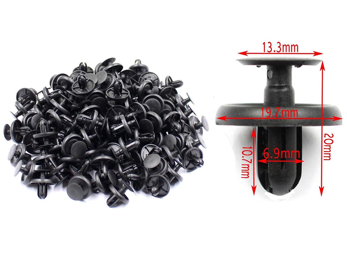 100-Pack 7mm Fender Push Clips – Plastic Retainer Rivets – Fits Toyota, Scion, Pontiac