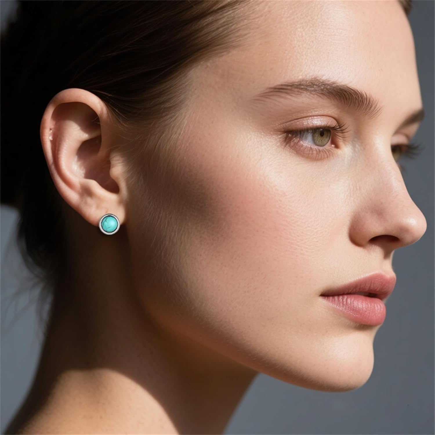 Turquoise Stud Earrings Set for Women Exquisite Boho Small Geometric Square Oval Round Flower Earrings Handmade Gemstone Turquoise Earrings Jewelry Gifts - Image 3